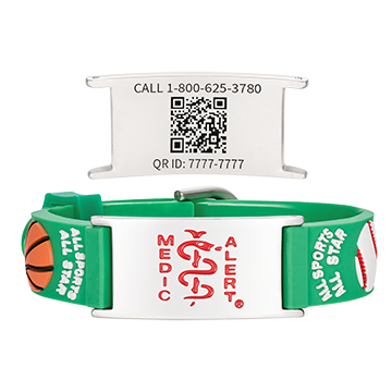 QR Code Child Titanium Medical ID Bracelet Green, Green, large image number 0